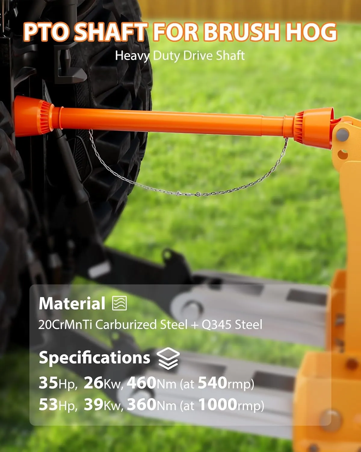 1 3/8" PTO Drive Shaft, 6 Spline End Round End PTO Driveline Shaft, Series 4 Tractor 39"-55" Brush Hog PTO Shaft for Bush Hog,Finish Mower,Rotary Cutter