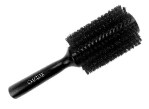 100% Boar Bristle Round Hair Brush, For Women and Men, For All Hair Types, Natural and Soft Hair Brush - Black Wood 2.4"