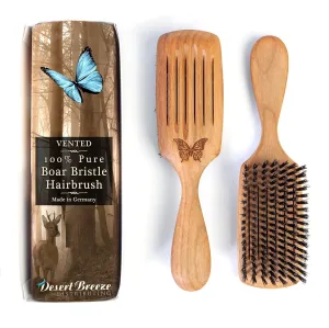 100% Pure Wild Boar Bristle, Vented Hair Brush, for Blow Drying and Natural Shine, Black Walnut Handle, Made in Germany
