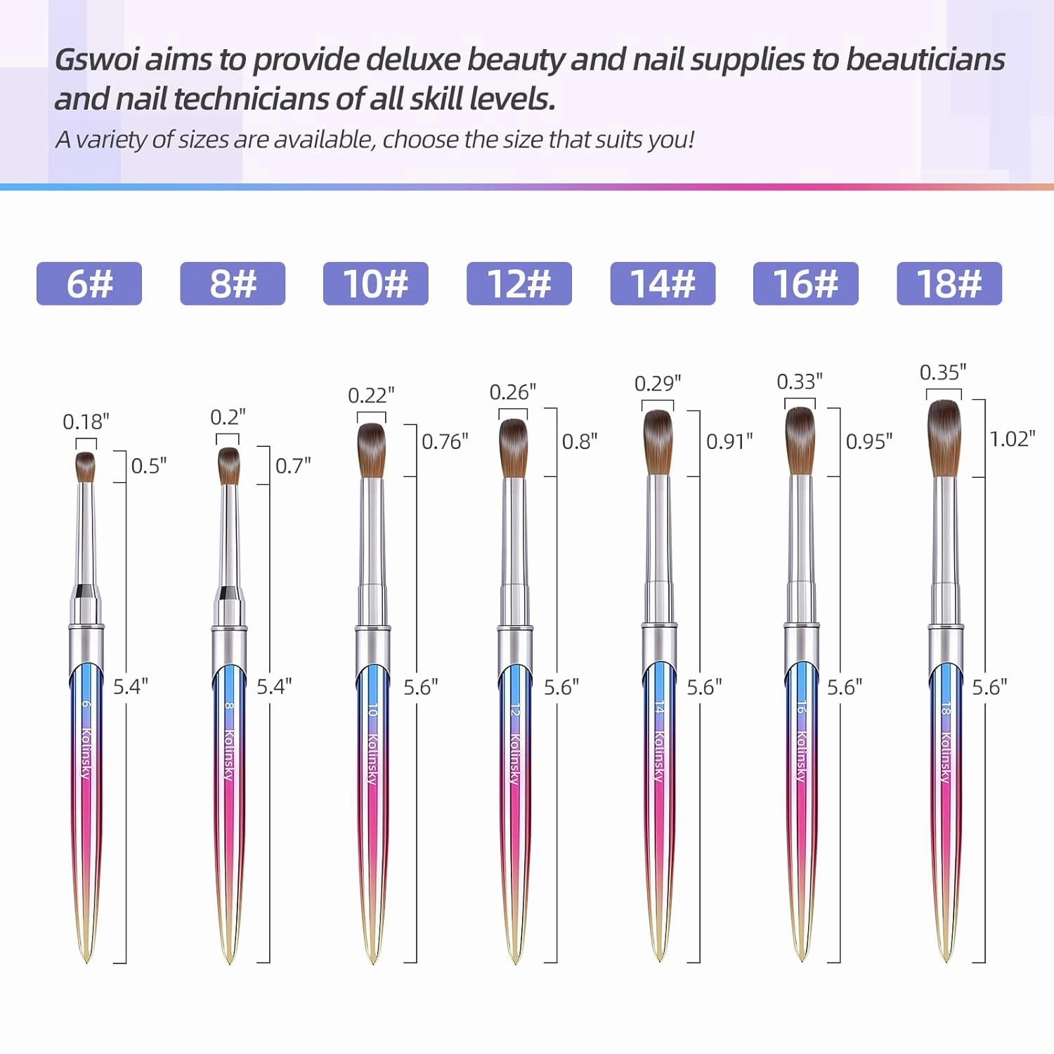 100% Kolinsky Acrylic Nail Brush,3D Nail Brushes for Acrylic Application(Size 8/10/12/14/16/18) Round Shape Pure Handmade, Professional Nail Art Brush Manicure for Women (#10)