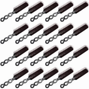 100 Pack Hair Brushes, Black 3-Hole Handle Curling Design Combs, Red Round Head, Ideal for Homeless Shelters, Quality PP Material