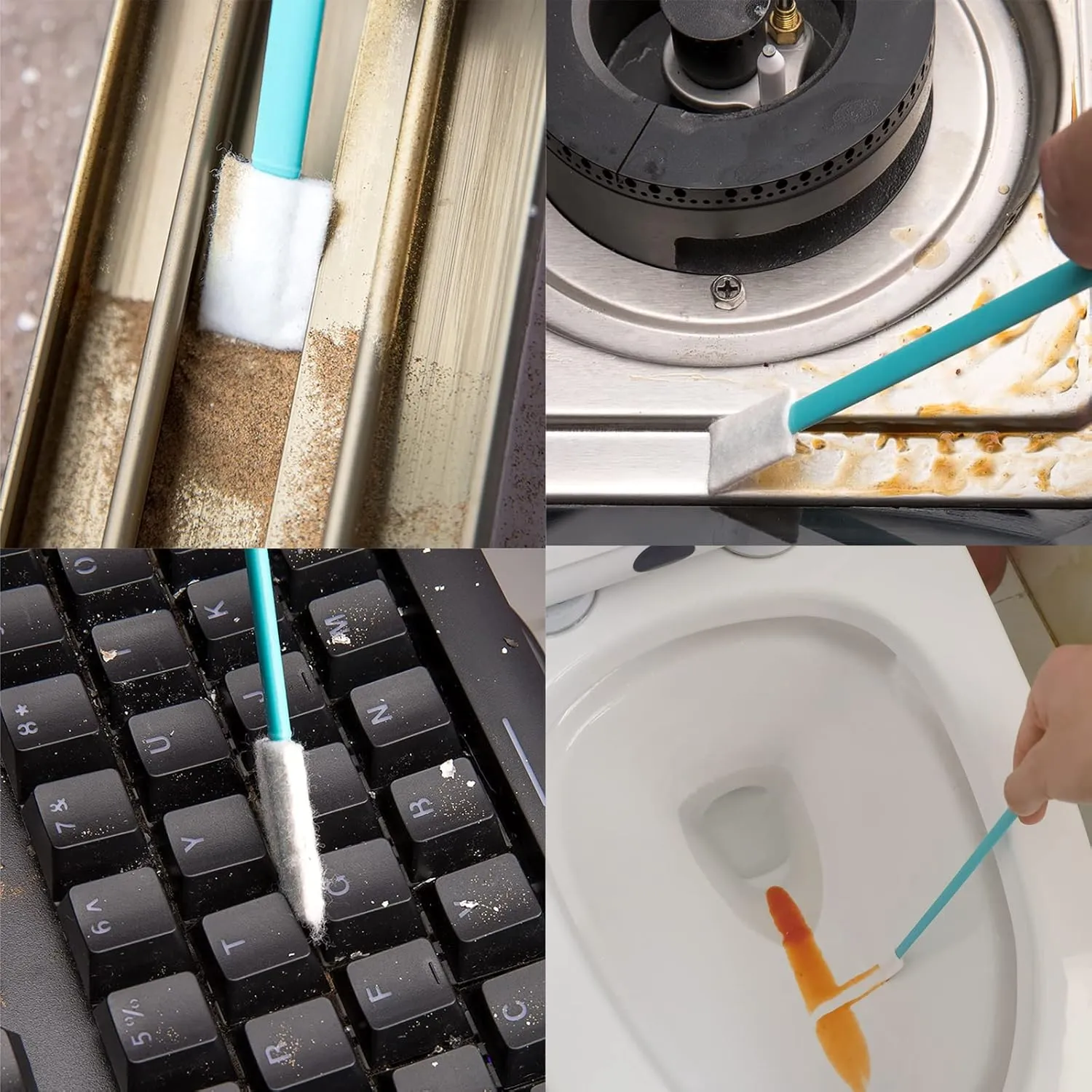 100PCS Disposable Crevice Cleaning Brush Tool kit, Disposable Toilet Brush, Disposable Toilet seat Cleaner Tool (Blue)
