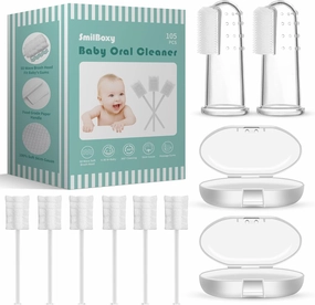 105 Pieces Baby Tongue Cleaner   2 PCS Finger Toothbrush Soft Gauze Baby with Box Disposable Tongue Cleaner Infants Oral Mouth Cleaner Newborn Care 0-36 Month Infants