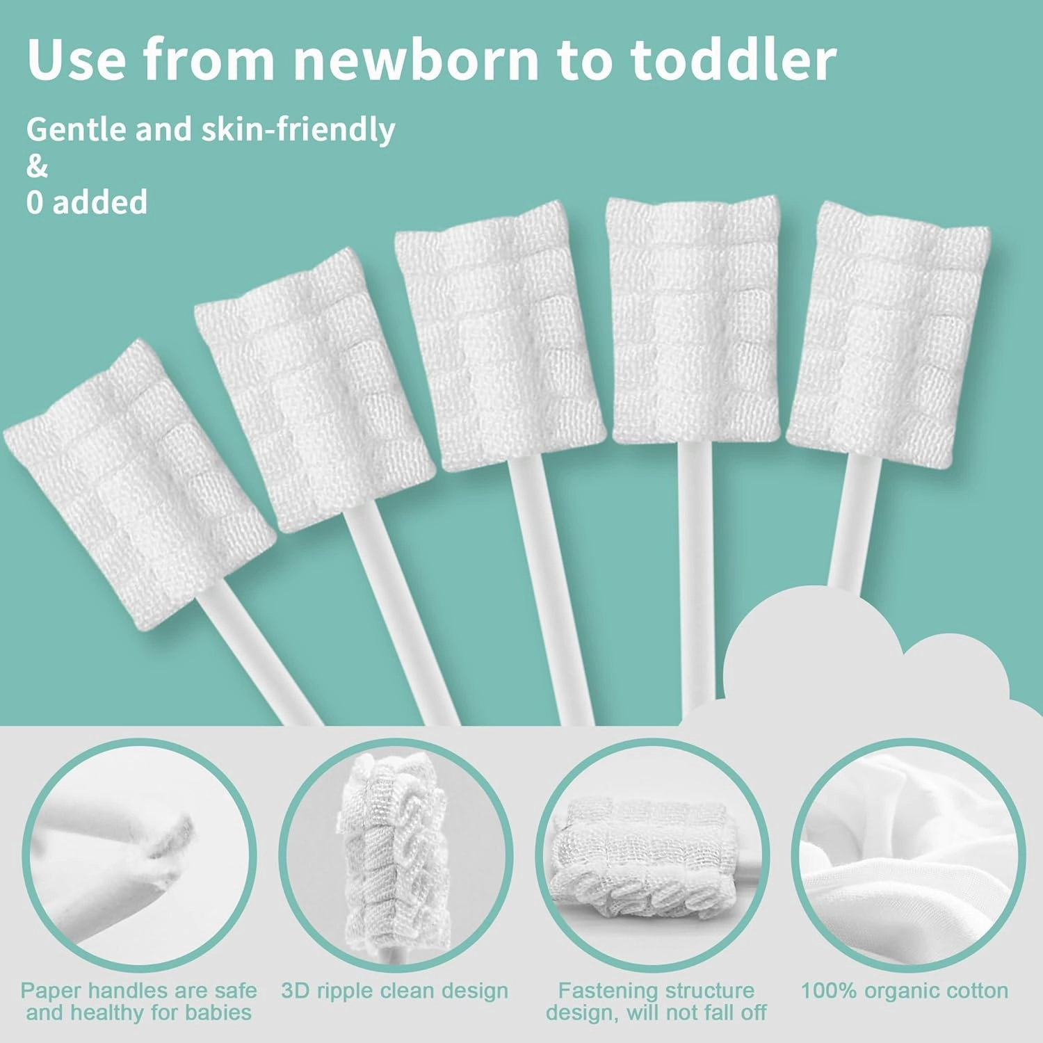 105 Pieces Baby Tongue Cleaner   2 PCS Finger Toothbrush Soft Gauze Baby with Box Disposable Tongue Cleaner Infants Oral Mouth Cleaner Newborn Care 0-36 Month Infants