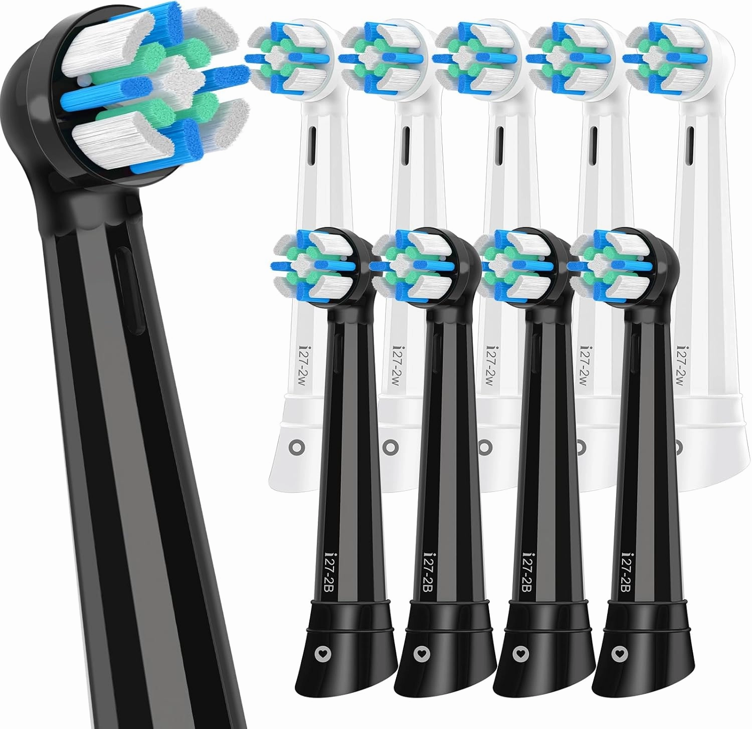 10 Pack IO Replacement Heads Compatible with Oral B iO 2/3/4/5/6/7/8/9/10 Series Electric Toothbrush, Brush Heads Compatible with Oral B iO for Gentle Dental Care (Black White)