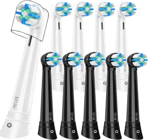 10pcs iO Replacement Heads Compatible with Oral B iO 2/3/4/5/6/7/8/9/10 Series Electric Toothbrush,IO Toothbrush Heads Compatible with Oral B iO,Medium-Hard bristles Care for Your Teeth,White/Black