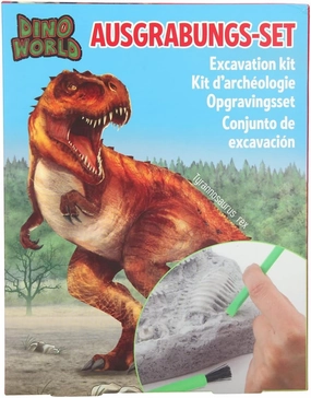11905 0011905 World Digging Set, Large Plaster Block with 13 Piece Dino Skeleton and Other Accessories Such as Hammer, Chisel, Brush and Goggles, Multicoloured