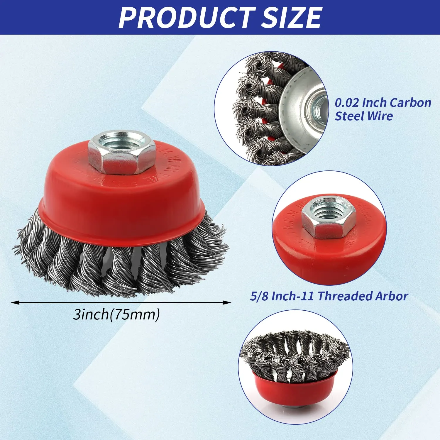 12 Pack Wire Brushes - 4 Inch Angle Grinder Wire Wheel, 5/8 Inch Threaded Arbor, 0.02 Inch Carbon Steel