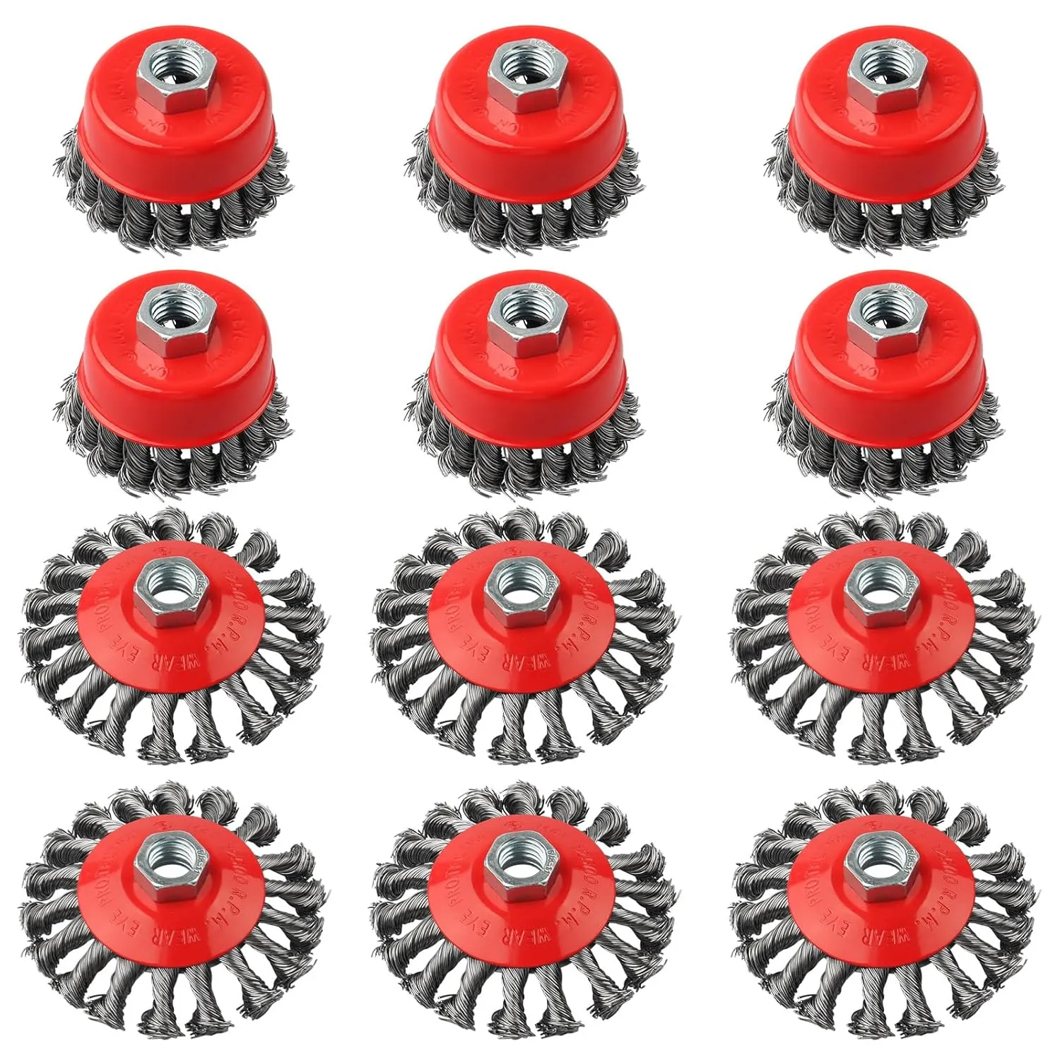 12 Pack Wire Brushes - 4 Inch Angle Grinder Wire Wheel, 5/8 Inch Threaded Arbor, 0.02 Inch Carbon Steel