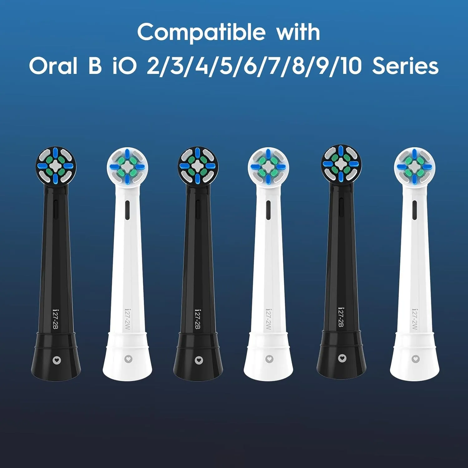 12PCS Replacement Heads Compatible with Oral B iO 2 3 4 5 6 7 8 9 10 Series Electric Toothbrush, IO Brush Heads Compatible with Oral B, Medium Bristles for Teeth Clean & Gums Care (Black/White)