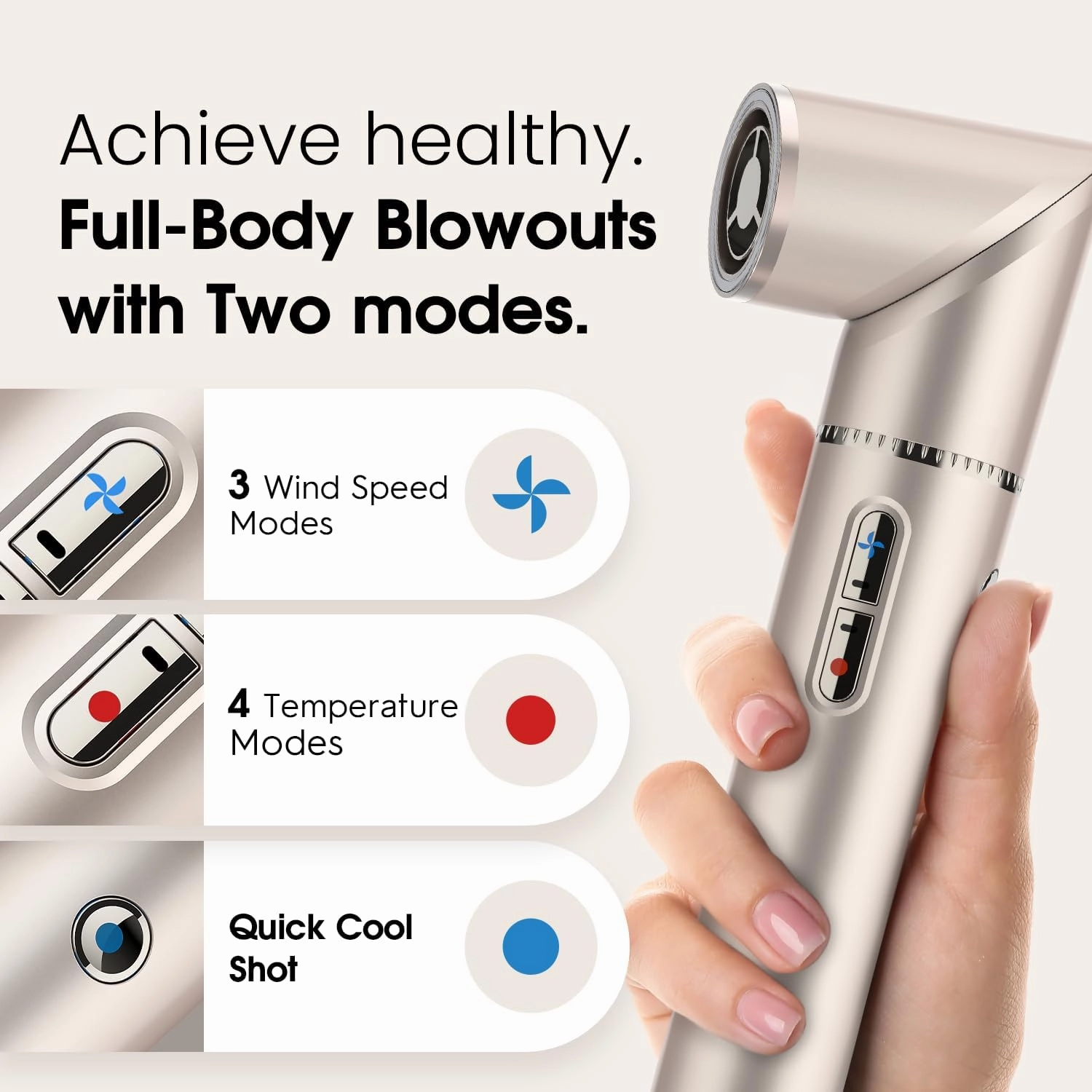 1400W Hair Dryer Brush - Round Hot-air Styler with High Speed for Blow Out and Hair Styling