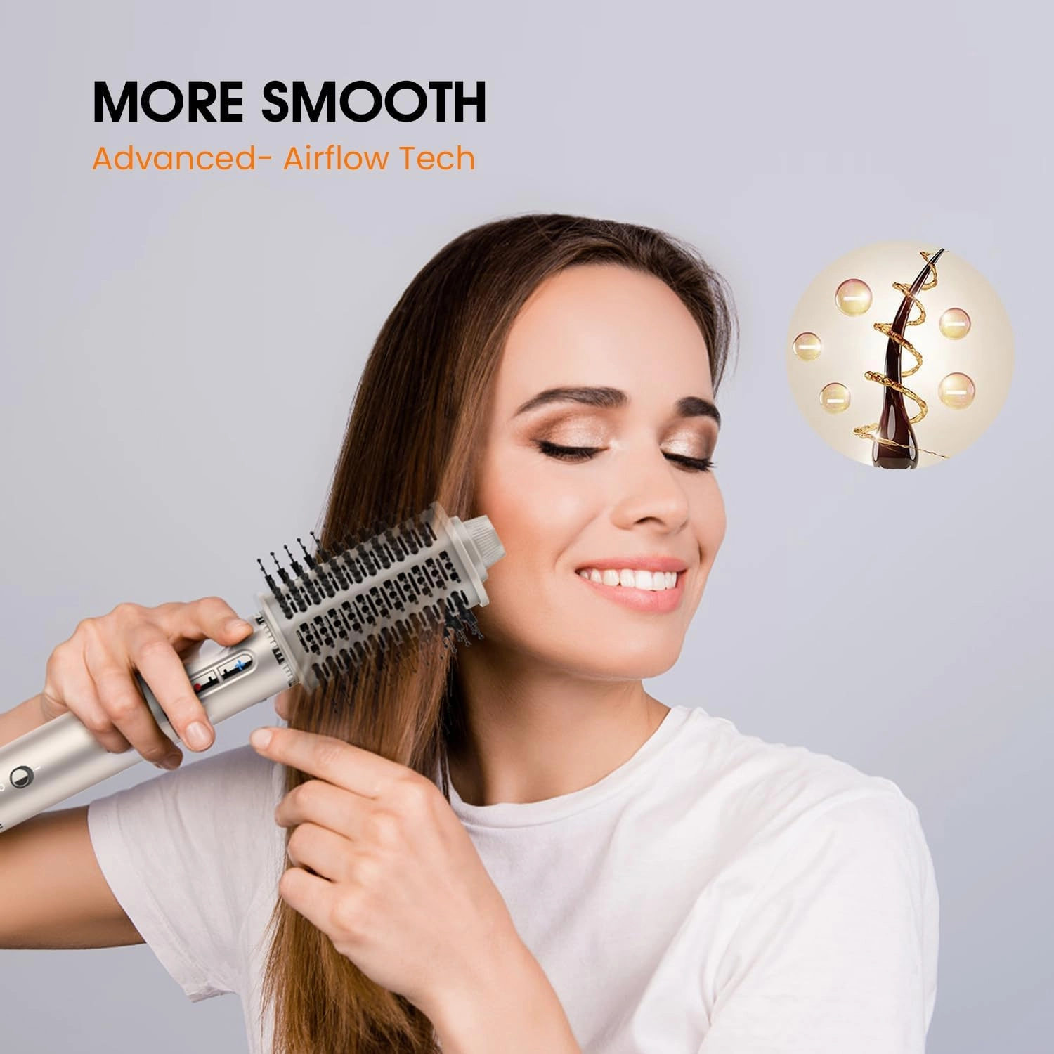 1400W Hair Dryer Brush - Round Hot-air Styler with High Speed for Blow Out and Hair Styling