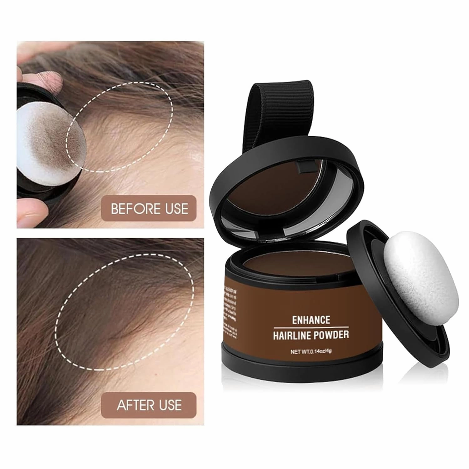 14 Colors Root Touch up Powder with Mirror, Water & Sweat Resistant Multi-functional Hairline Powder-Ash Brown