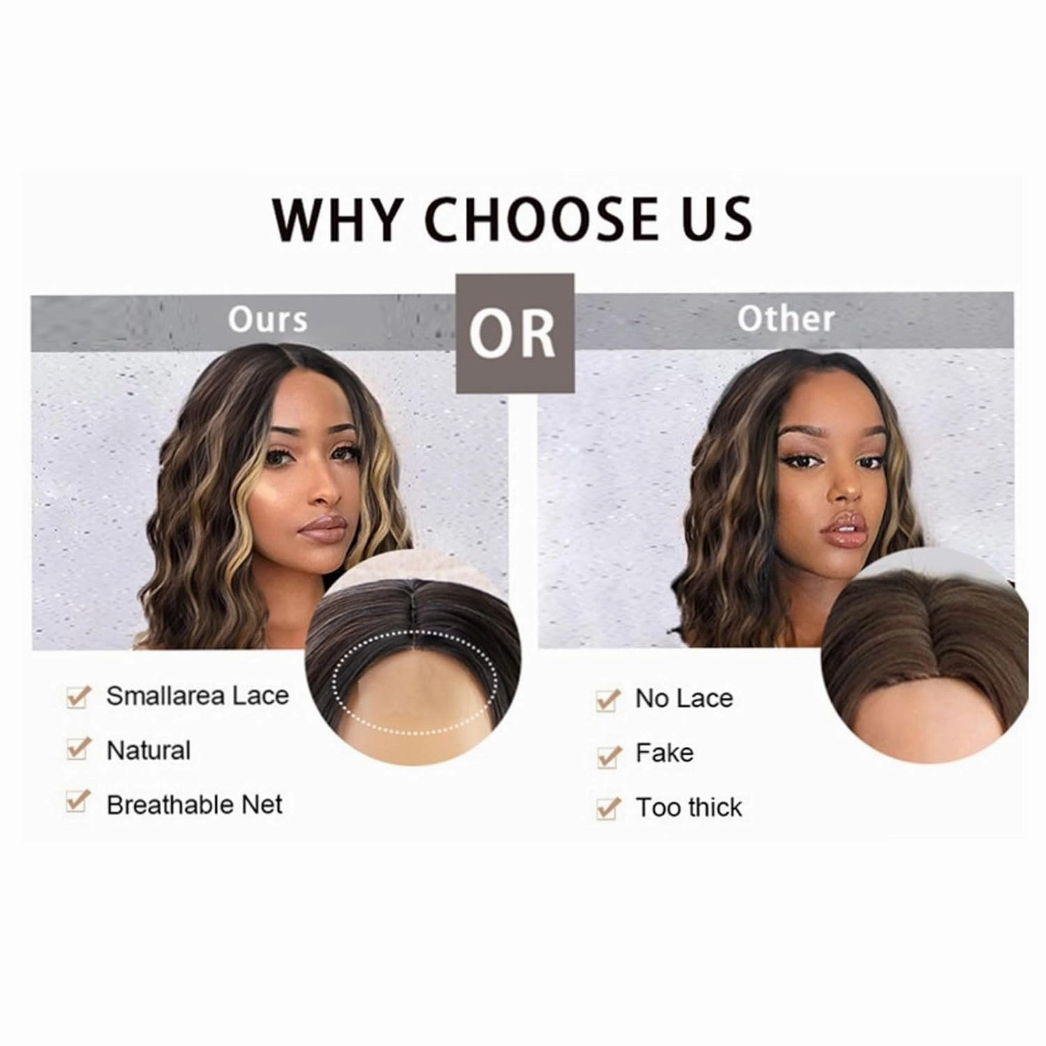 14 Inch Short Wavy Small Area Lace Wig for Women Synthetic Curly Middle Part Wigs Natural Looking Heat Resistant Hair Piece Dark Gray Wig for Daily Party Use