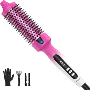 1.5-Inch Heated Round Brush - Ceramic Ionic Thermal Brush for Fast and Quiet Blowouts, Volume, Smoothness, Natural Curls, Dual MCH Heating, Adjustable Temperature