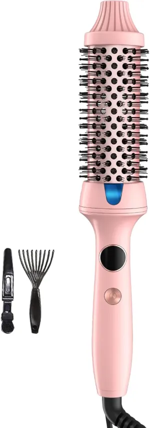 1.5″ Thermal Brush for Voluminous Blowout Curls, Negative Ion Heated Round Brush for Shiny & Anti-frizz Styling, 12 Heat Settings for All Hair Type, Dual Voltage, Even Heat Distribution