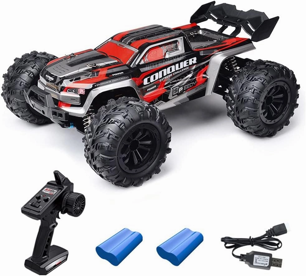 1:16 RC Cars for Adults Kids,38km/h High Speed Remote Control Car, 4WD Hobby Fast RC Trucks,4x4 Off-Road Monster Trucks for Boys, 2.4GHz Electric Vehicle with 2 Batteries