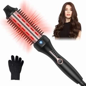 1 1/2 Inch Thermal Brush for Women, Hair Curling with Red Light Heated Round Fast Heating, Hot Round Double Voltage for Travel for Hair Straightening Curling Volumize