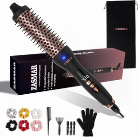 1.5″ Ceramic Thermal Brush with 10 Temperature Settings, Heated Round Brush for Blow Out Look, 30s Fast Curling Iron Dual Voltage, Quick & Easy to Use
