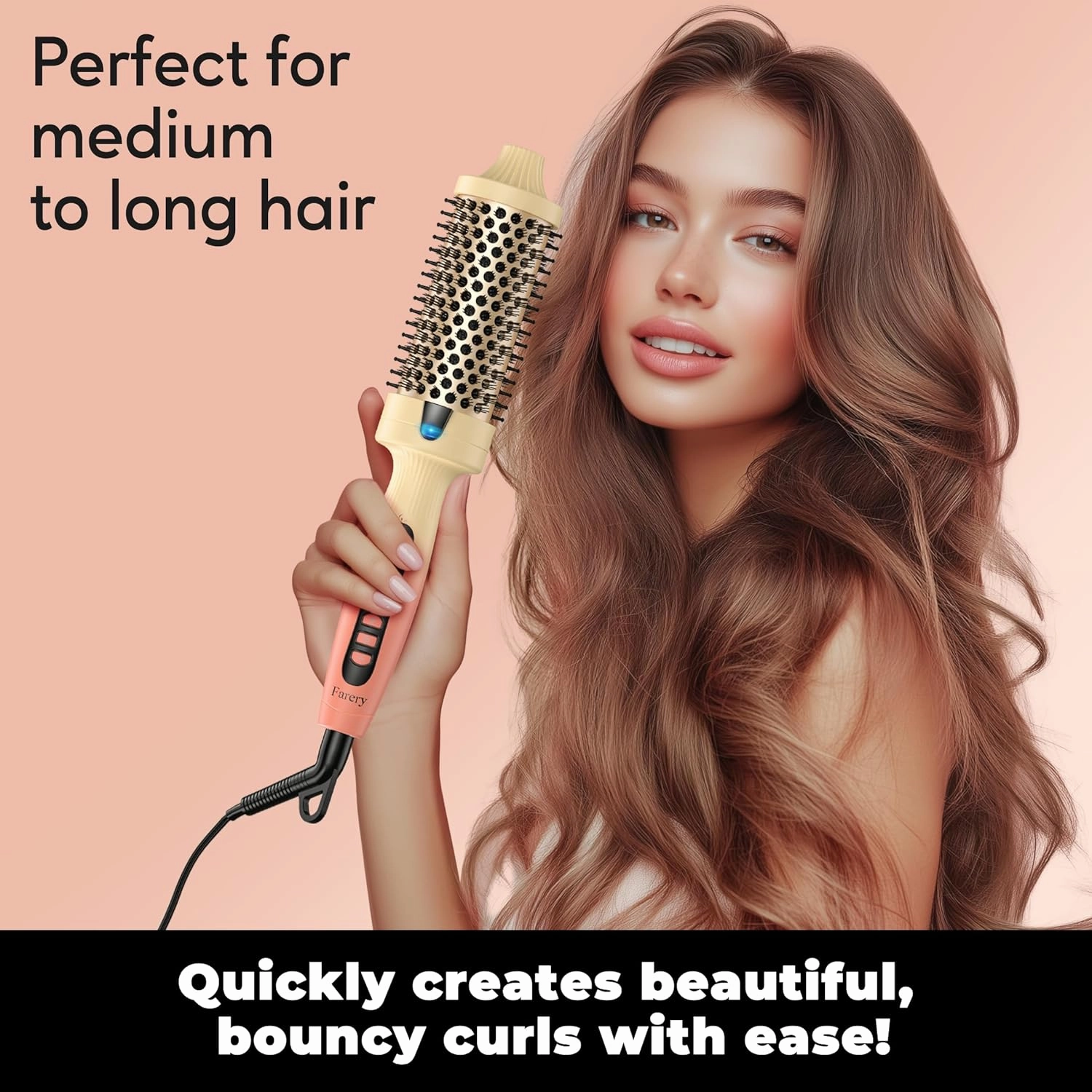 1.77-Inch Thermal Brush - Ceramic Ionic Heated Round Brush for 90's Full-Bodied Style, Volumizing, Smooth Hair & Natural Curls, Dual MCH Heating, Digital Display, 9 Temperature, Dual Voltage