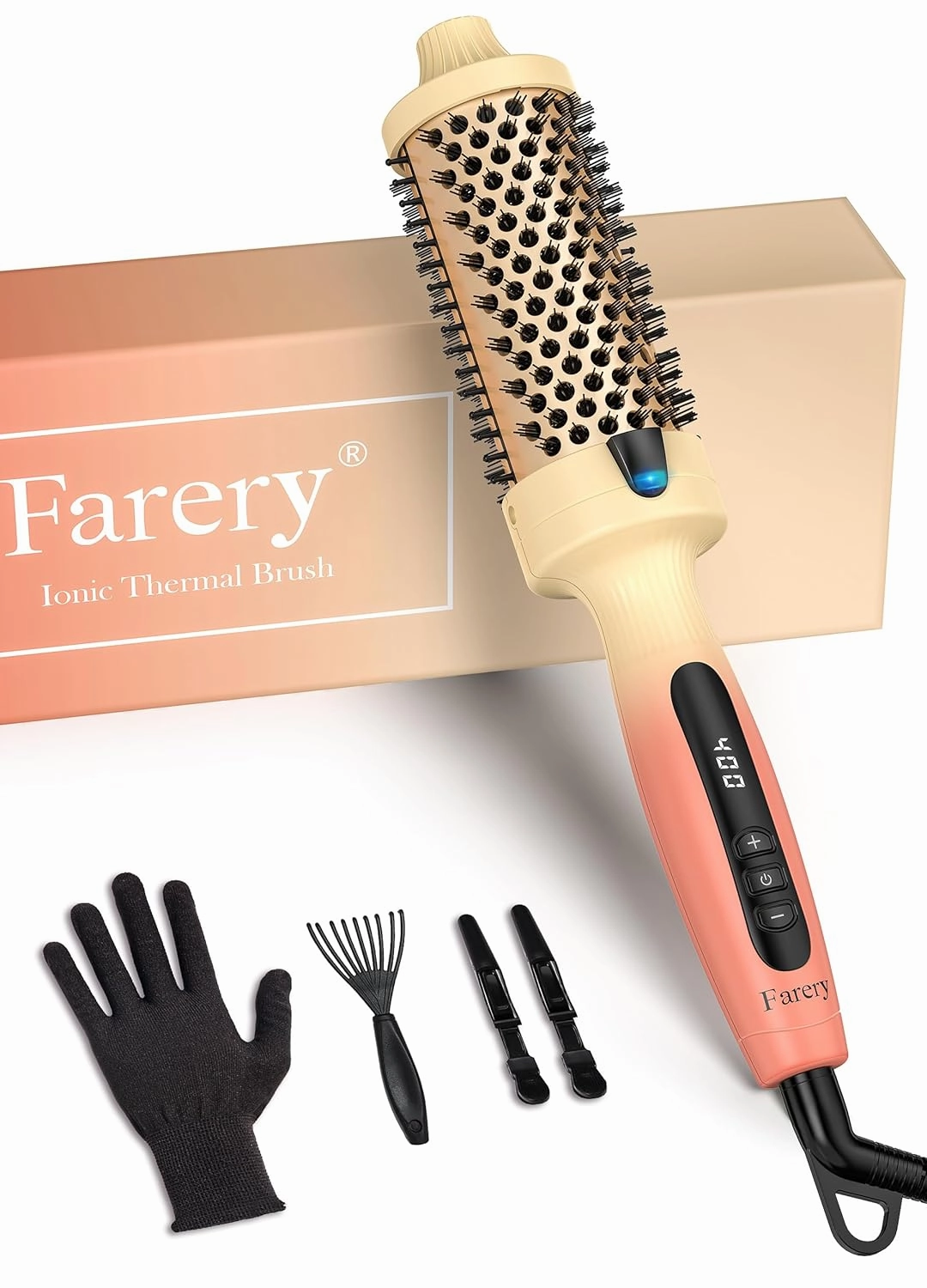 1.77-Inch Thermal Brush - Ceramic Ionic Heated Round Brush for 90's Full-Bodied Style, Volumizing, Smooth Hair & Natural Curls, Dual MCH Heating, Digital Display, 9 Temperature, Dual Voltage
