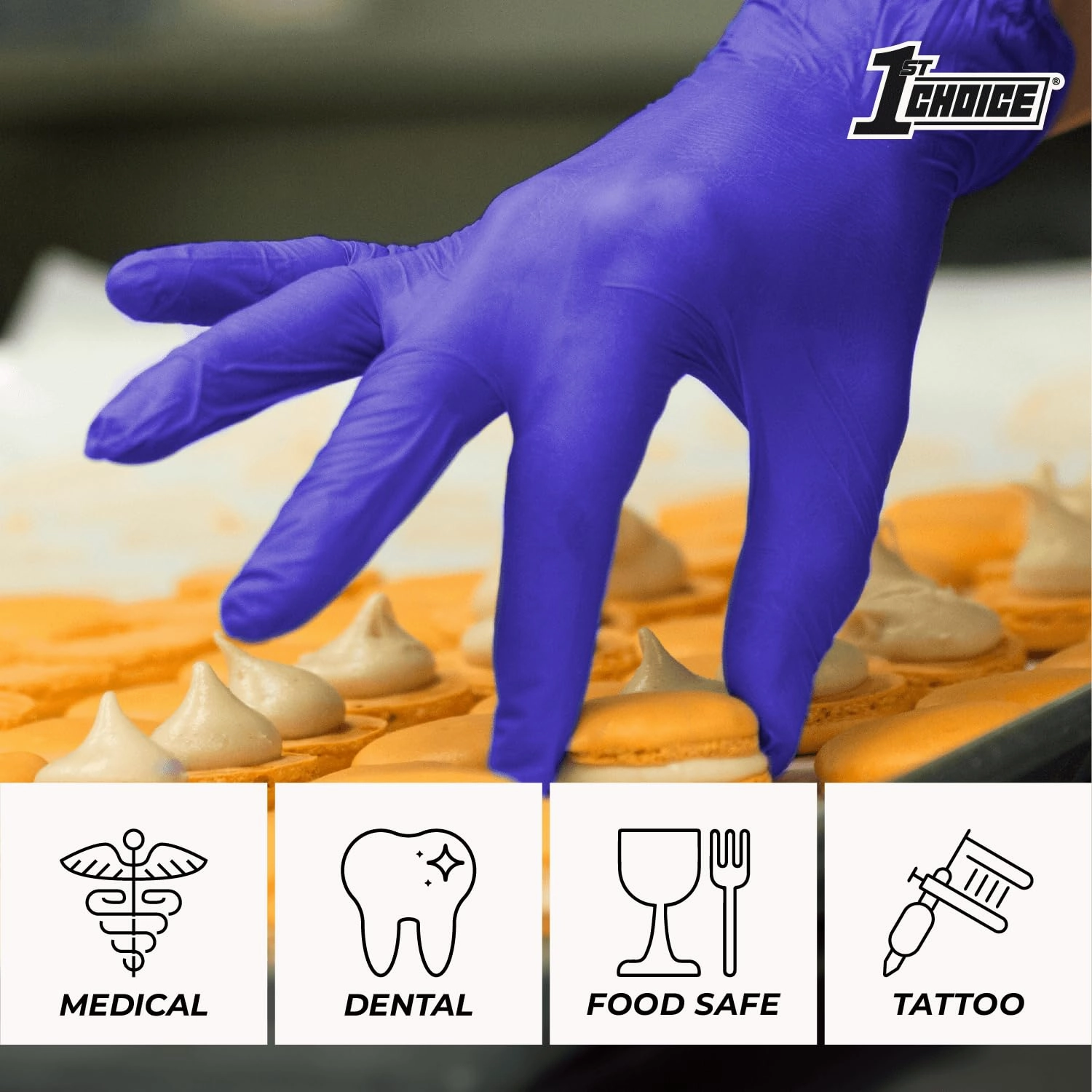 1st Choice Nitrile Disposable Gloves Indigo Nitrile Medium Gloves Disposable Latex Free Exam Grade Gloves 2 Boxes of 100