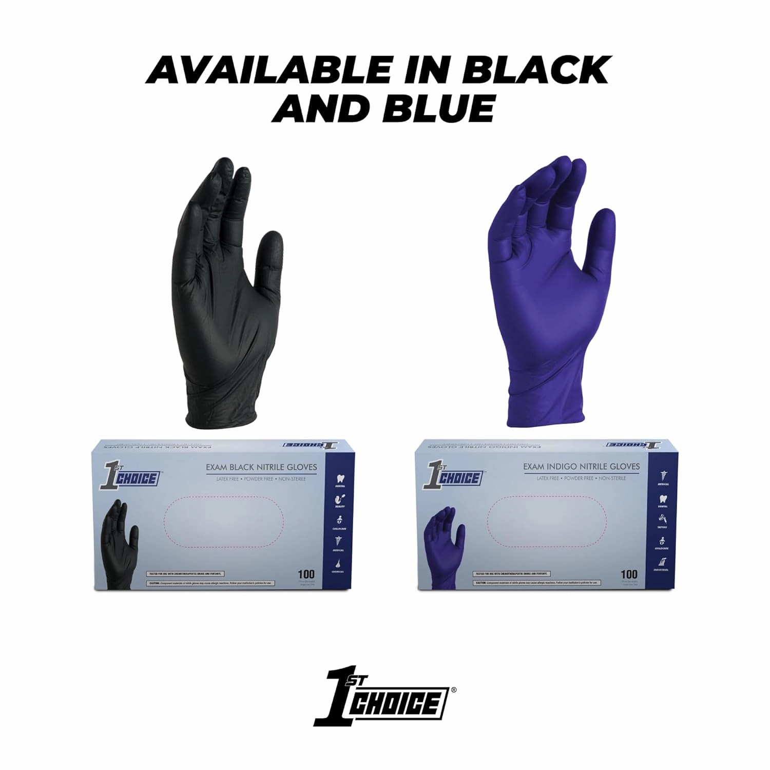 1st Choice Nitrile Disposable Gloves Indigo Nitrile Medium Gloves Disposable Latex Free Exam Grade Gloves 2 Boxes of 100