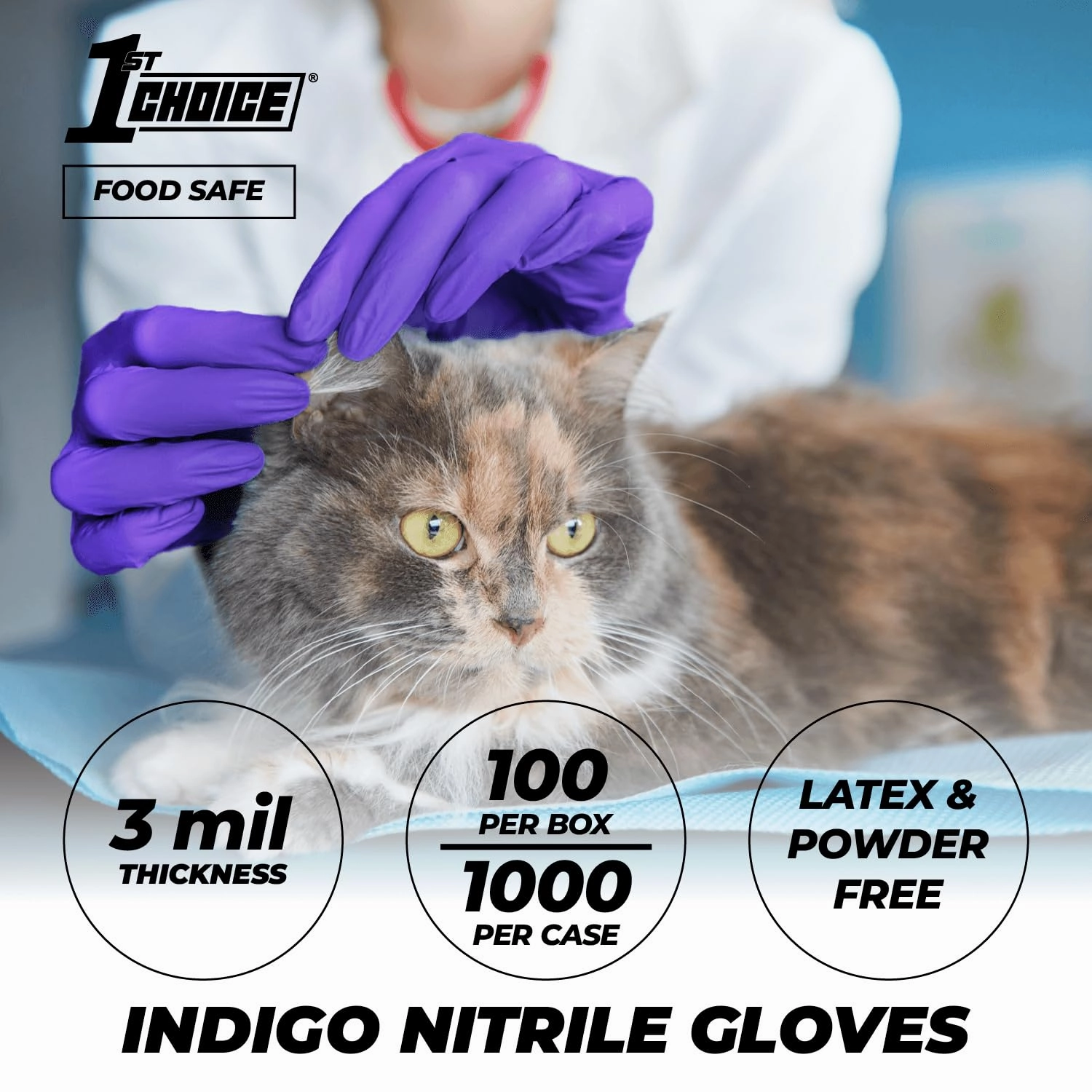 1st Choice Nitrile Disposable Gloves Indigo Nitrile Medium Gloves Disposable Latex Free Exam Grade Gloves 2 Boxes of 100