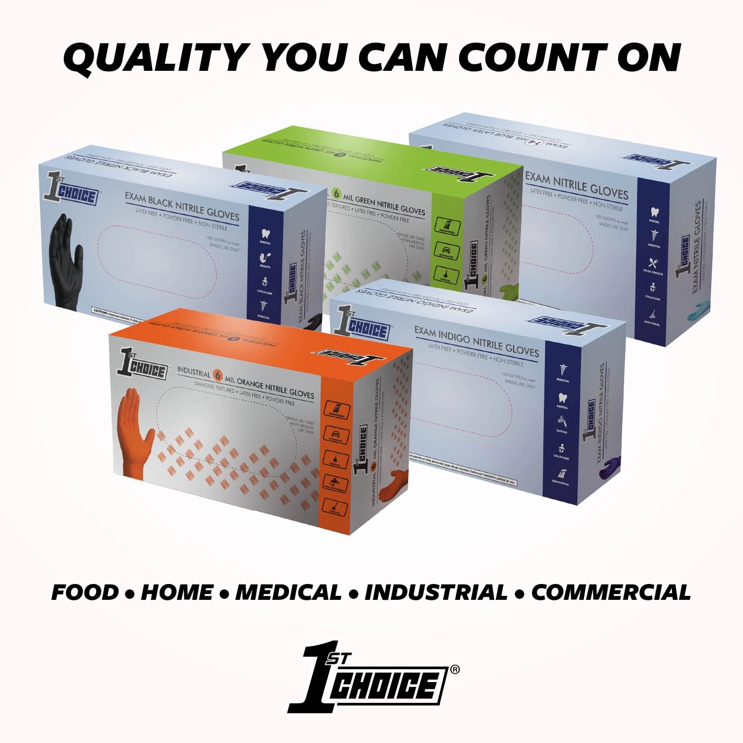 1st Choice Nitrile Disposable Gloves Indigo Nitrile Medium Gloves Disposable Latex Free Exam Grade Gloves 2 Boxes of 100
