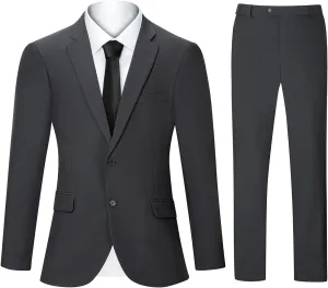 2 Piece Men's Suit Slim Fit Suits for Men, Two Button Blazer Dress Business Wedding Party Jacket & Pants