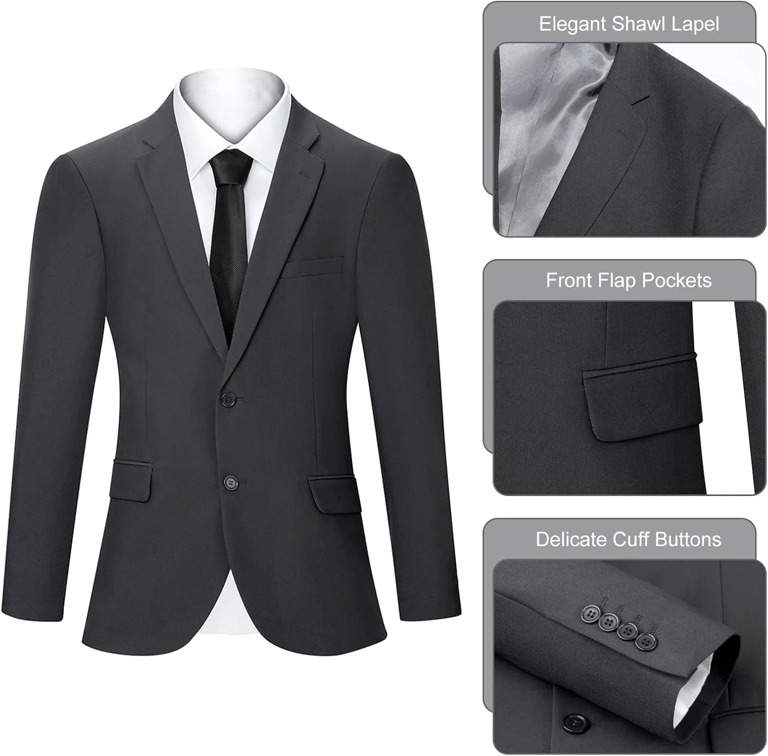 2 Piece Men's Suit Slim Fit Suits for Men, Two Button Blazer Dress Business Wedding Party Jacket & Pants
