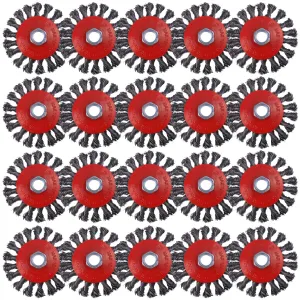 20 Pack 4 Inch Wire Wheels for Angle Grinder, Wire Brush for 4 1/2 Angle Grinder, Twist Knotted Carbon Steel Wire Wheel with 5/8" Thread Arbor for Removing Rust