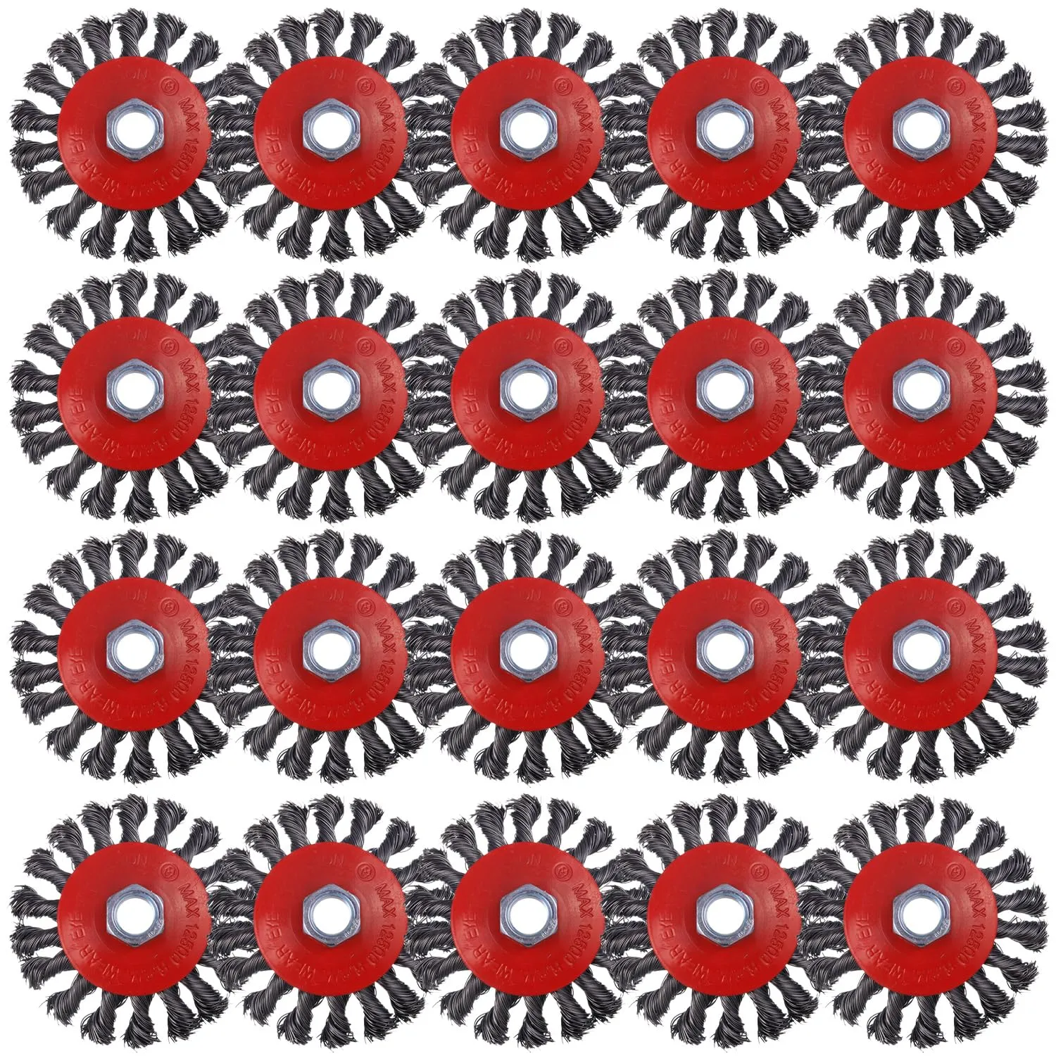 20 Pack 4 Inch Wire Wheels for Angle Grinder, Wire Brush for 4 1/2 Angle Grinder, Twist Knotted Carbon Steel Wire Wheel with 5/8" Thread Arbor for Removing Rust