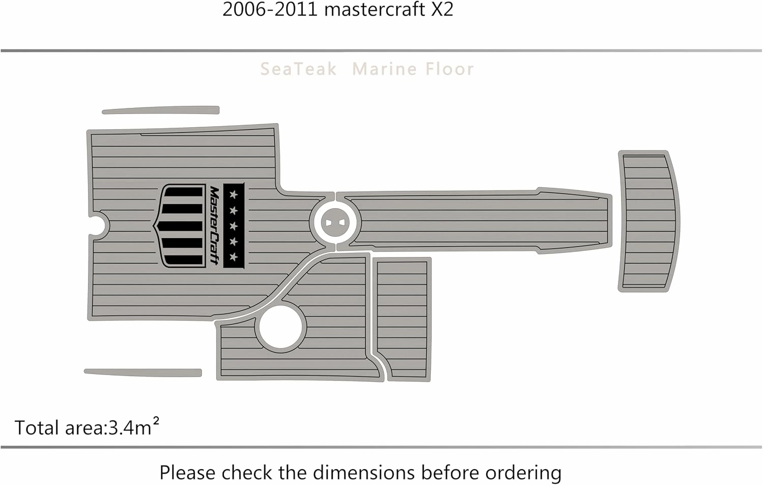 2006-2011 Mastercarft X2 Cockpit bow1/4” 6mm eva Foam Faux Teak Deck Surfing Boat Fishing Boat Motorcycle Hurts crapet Non-Slip mat Marine Floor