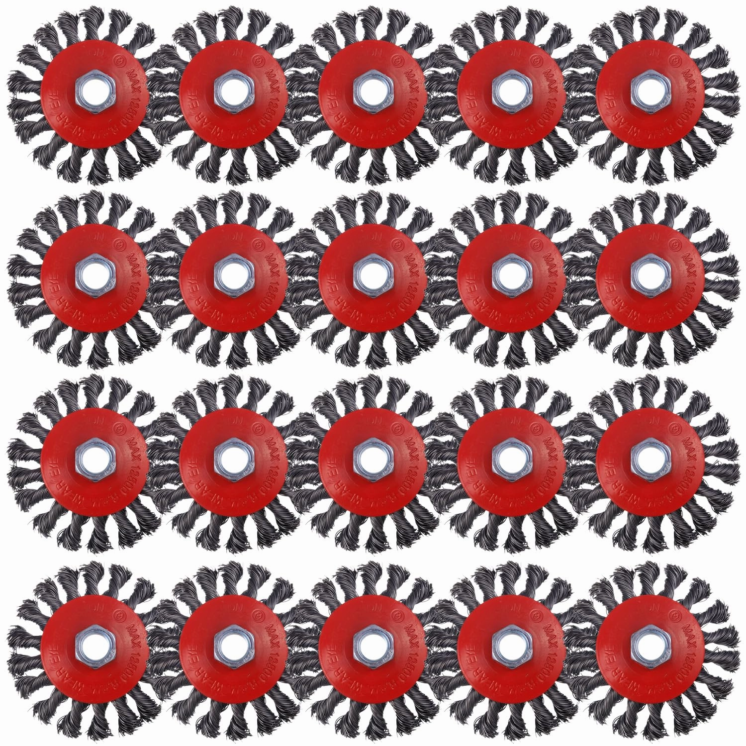 20 Pack 4 Inch Wire Wheels for Angle Grinder, Wire Brush for 4 1/2 Angle Grinder, Twist Knotted Carbon Steel Wire Wheel with 5/8" Thread Arbor for Removing Rust
