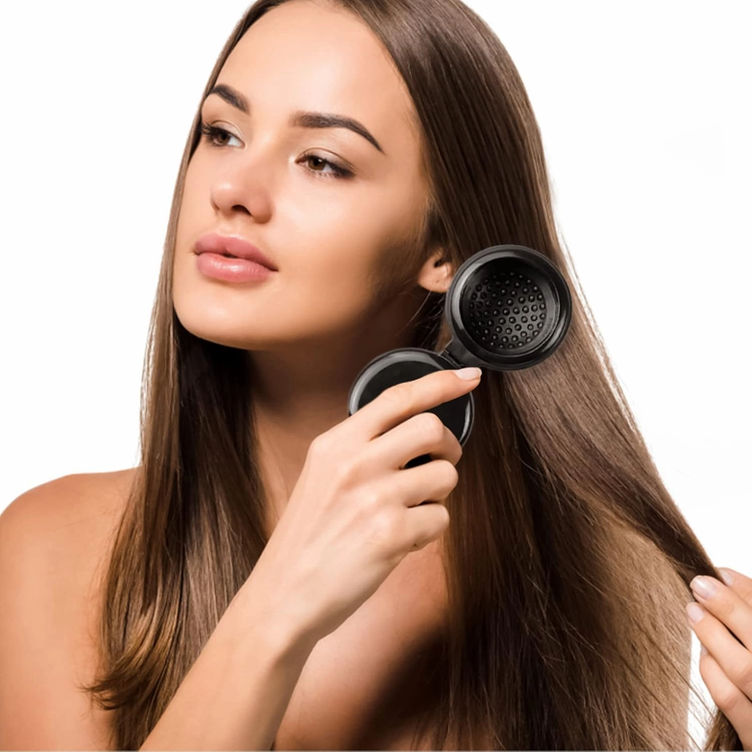 20 Pack Folding Travel Mirror Hair Brushes Round Folding Pocket Hair Brush Mini Hair Comb Compact Travel Size Hair Massage Combor Women and Girls (Black)
