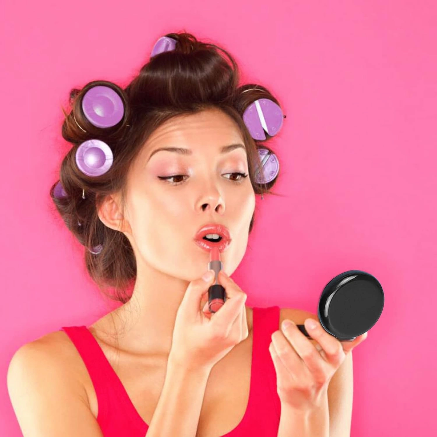 20 Pack Folding Travel Mirror Hair Brushes Round Folding Pocket Hair Brush Mini Hair Comb Compact Travel Size Hair Massage Combor Women and Girls (Black)
