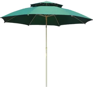 2.3M Garden Parasol, Tiltable Double-top Parasol, Detachable Round Umbrella, for Outdoor, Courtyard, Terrace