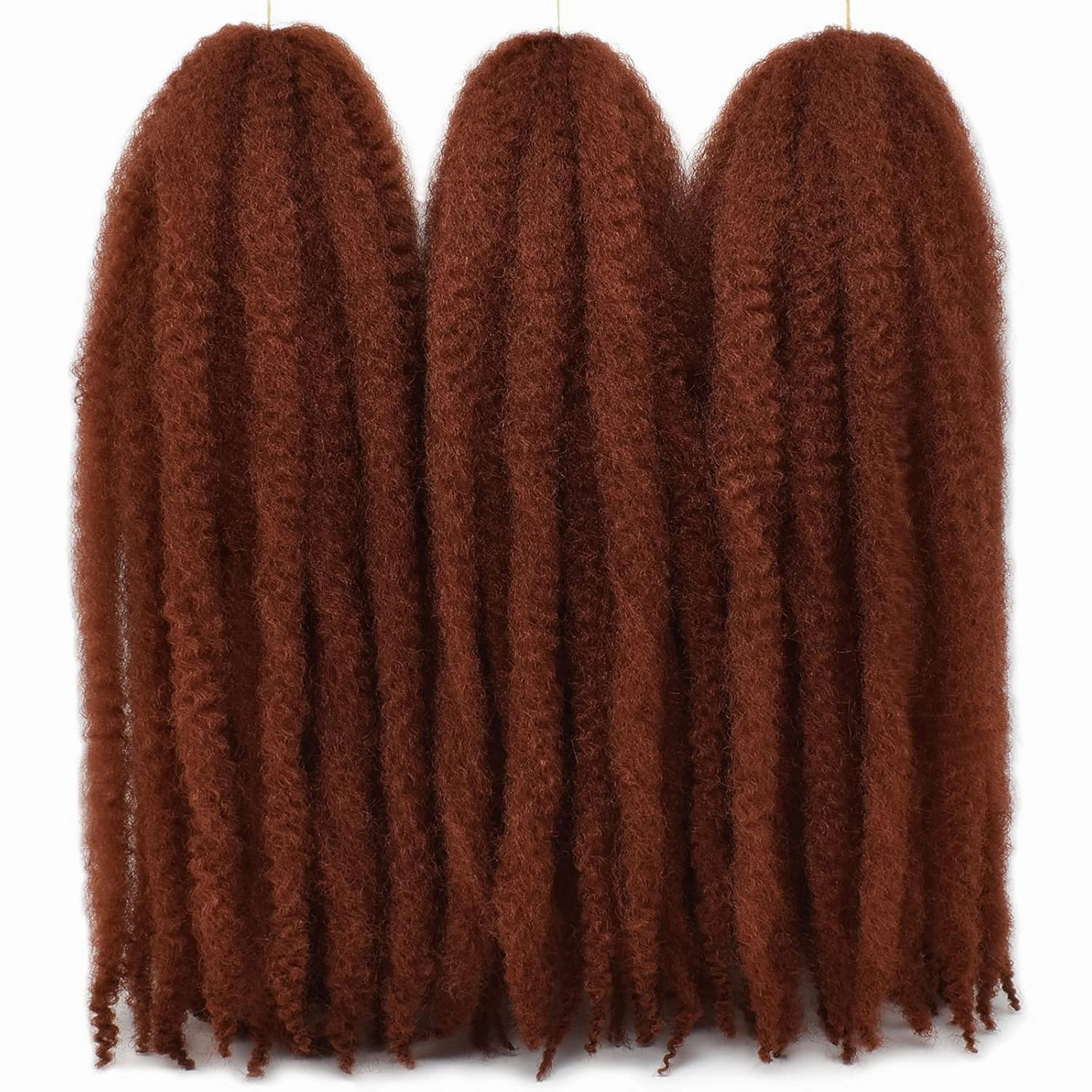 24 Inch Marley Hair Marley Twist Braiding Hair for Faux Locs for Butterfly Locs Long Afro Kinky Cuban Twist Crochet hair for Black Woman Copper Red Colour (#350, 3Packs-24 Inch)