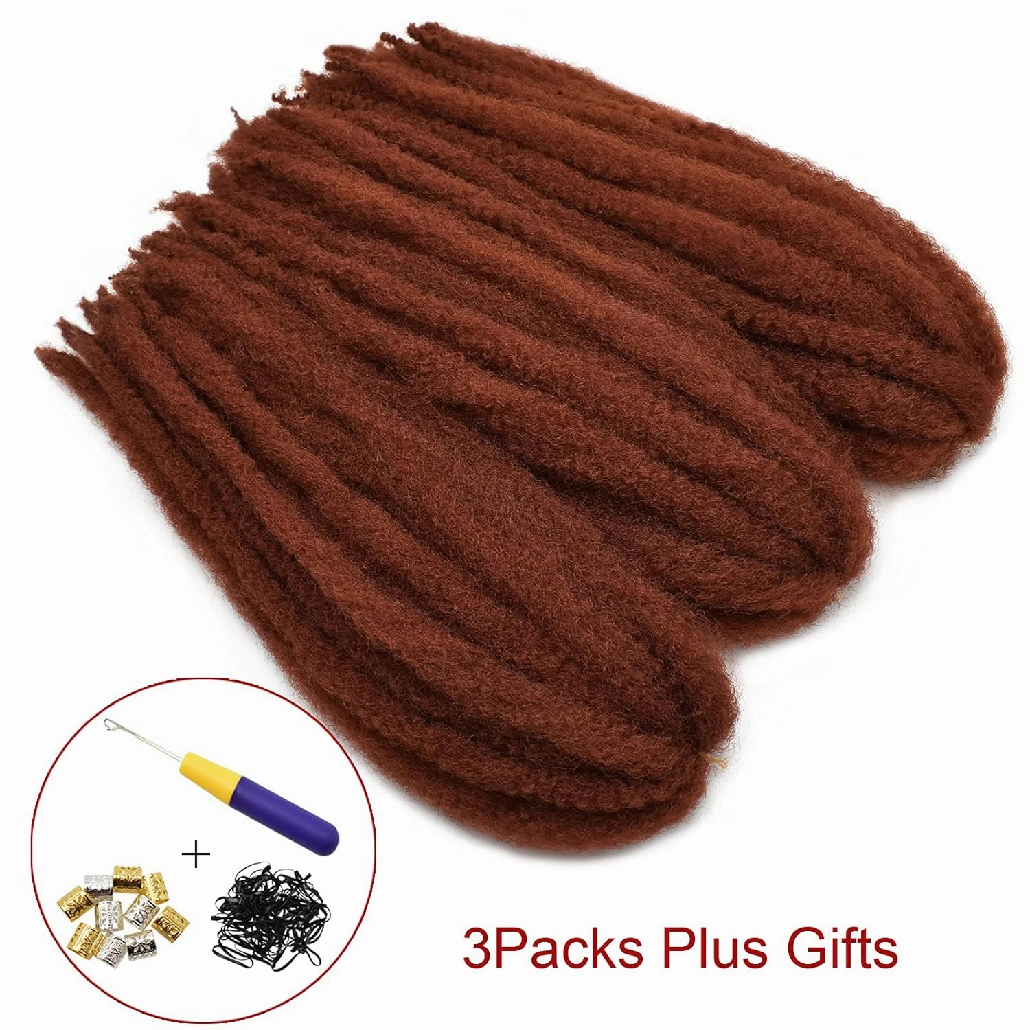 24 Inch Marley Hair Marley Twist Braiding Hair for Faux Locs for Butterfly Locs Long Afro Kinky Cuban Twist Crochet hair for Black Woman Copper Red Colour (#350, 3Packs-24 Inch)