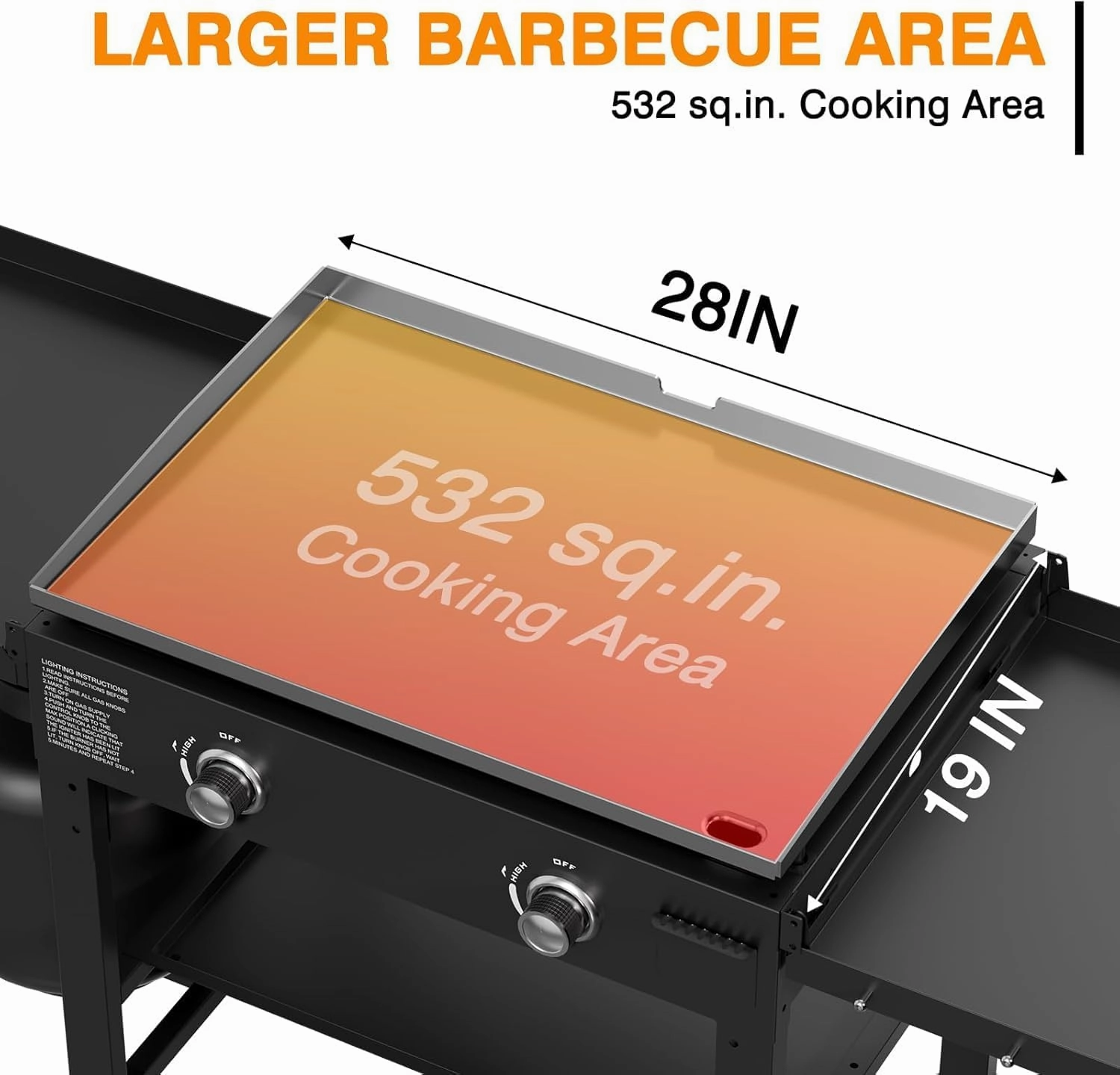2 Burner Foldable Gas Griddle, 28 Inch Stainless Steel Portable Detachable Propane Griddle, 30,000 BTU Flat Top Barbecue Grill with Side Shelves for Camping