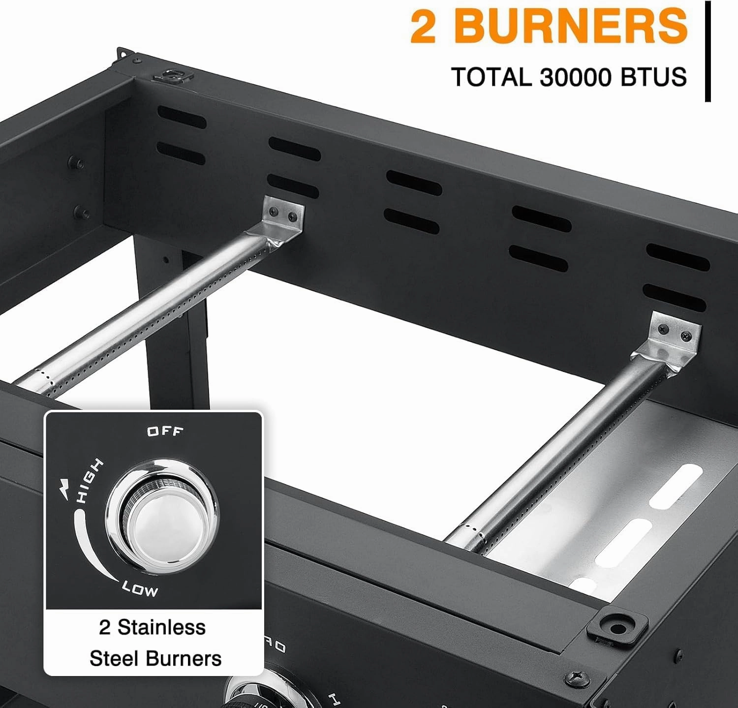 2 Burner Foldable Gas Griddle, 28 Inch Stainless Steel Portable Detachable Propane Griddle, 30,000 BTU Flat Top Barbecue Grill with Side Shelves for Camping