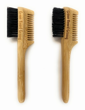 2-in-1 Pocket Sapling Mustache Brush & Comb (2-Pack) from Green Beard Grmng - Boar Bristle & Bamboo