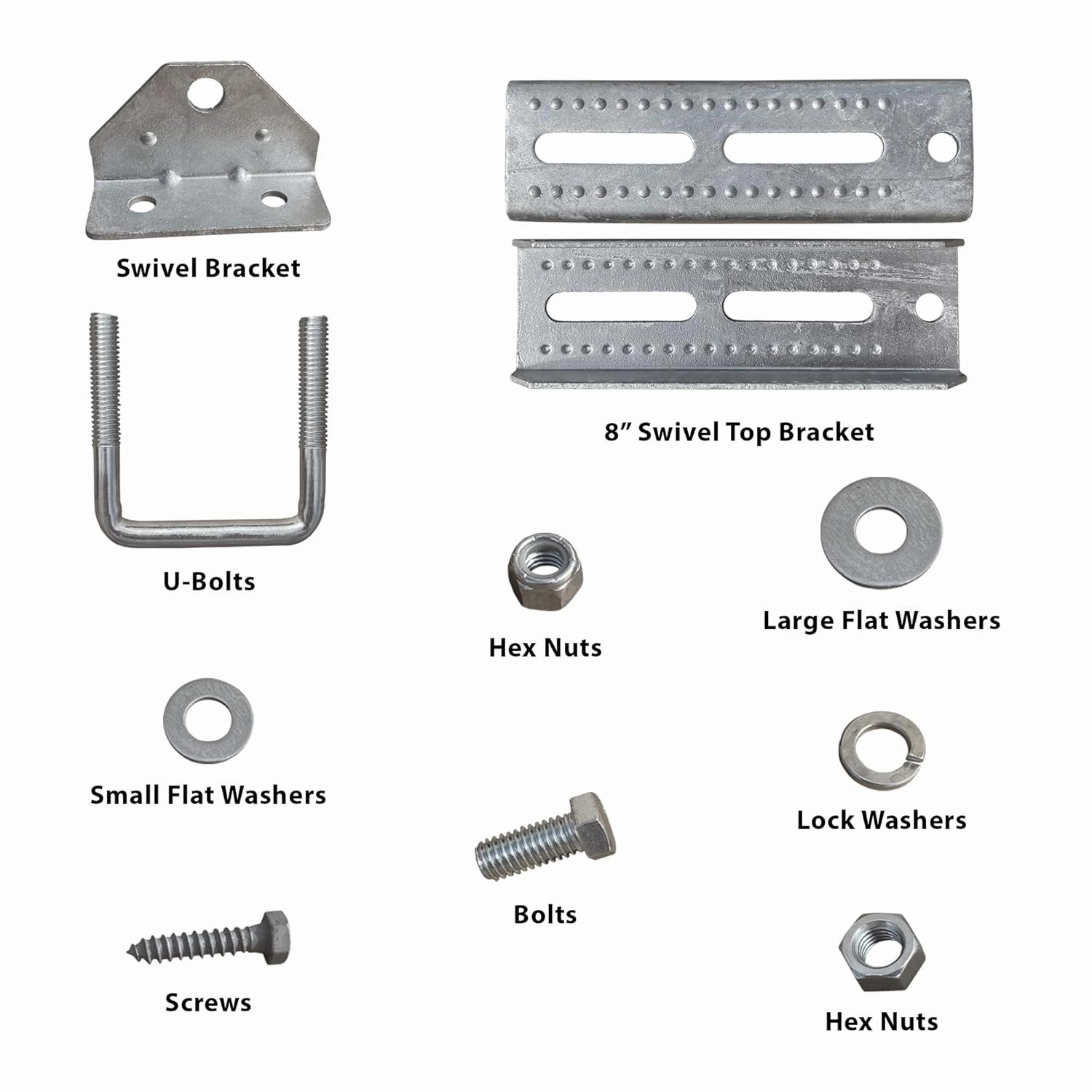 2 Pack 8" Galvanized Swivel Top Bunk Bracket Kit with Hardware for Boat Trailer, fits 2x3 Cross Members, Heavy Duty (2 Pack)