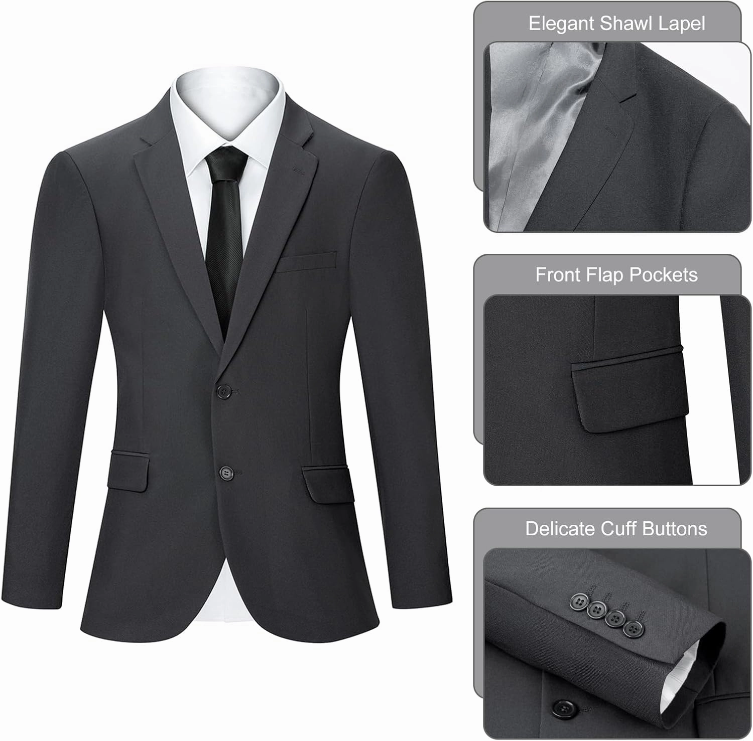 2 Piece Men's Suit Slim Fit Suits for Men, Two Button Blazer Dress Business Wedding Party Jacket & Pants