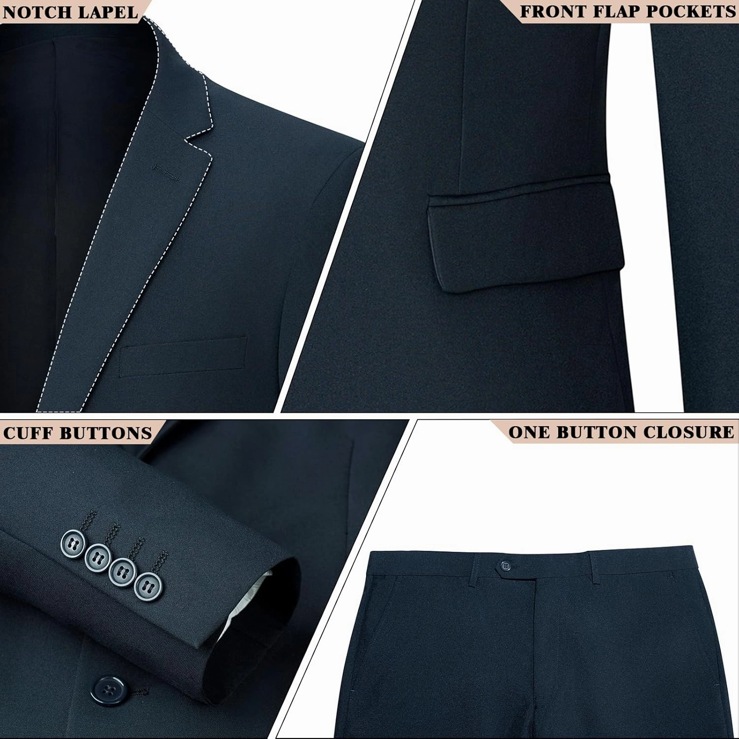 2 Piece Men's Suit Slim Fit Suits for Men, Two Button Blazer Dress Business Wedding Party Jacket & Pants