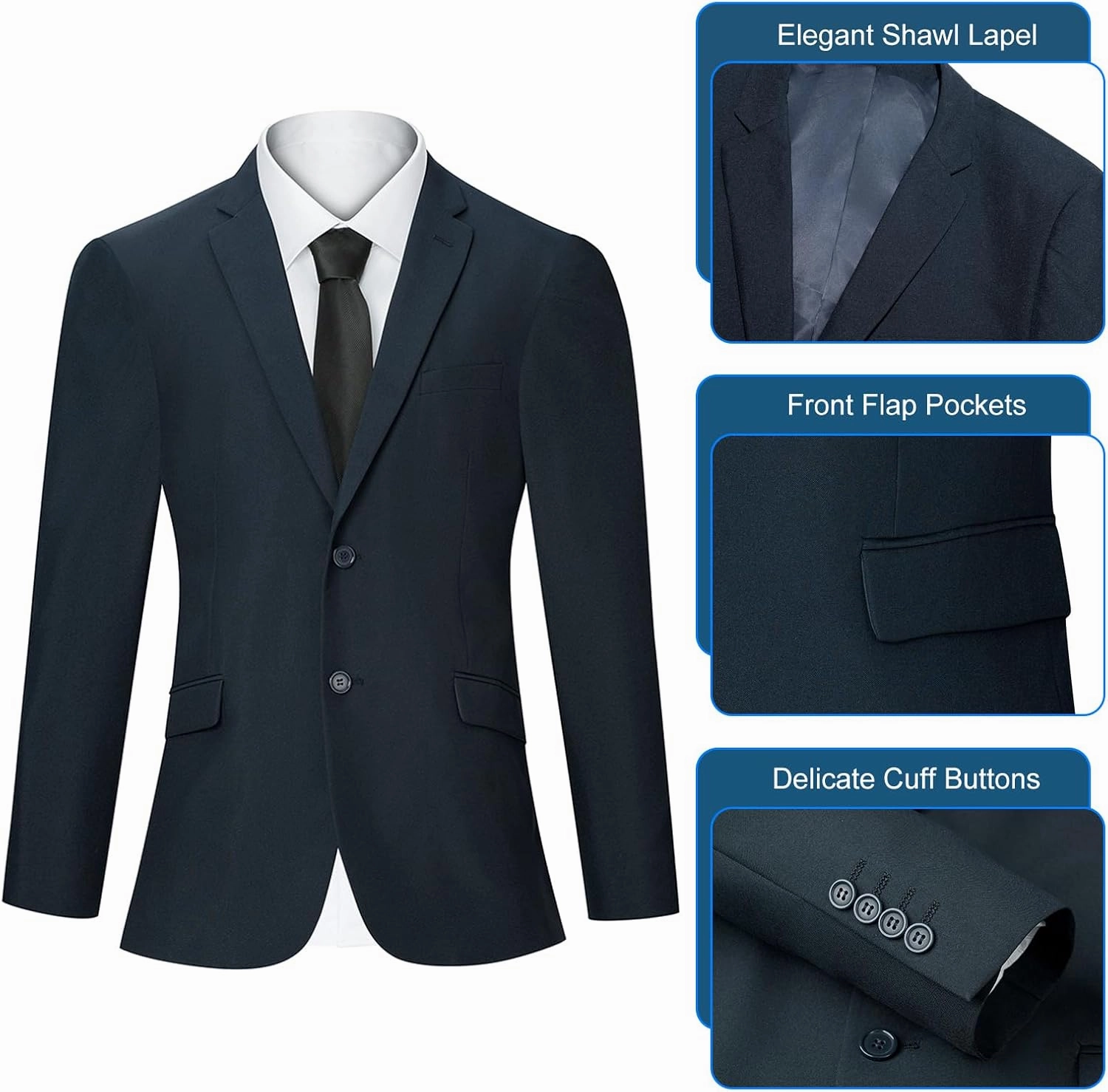 2 Piece Men's Suit Slim Fit Suits for Men, Two Button Blazer Dress Business Wedding Party Jacket & Pants