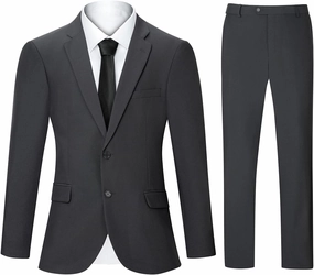 2 Piece Men's Suit Slim Fit Suits for Men, Two Button Blazer Dress Business Wedding Party Jacket & Pants