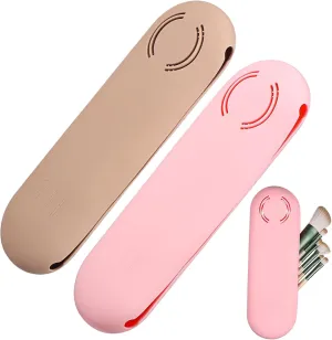 2Pcs Silicone Makeup Brush Holder Travel Cases Portable Brush Bag Organizer Capacity Makeup Brushes Storage with Breathable Design Easy to Clean and Durable for Travel
