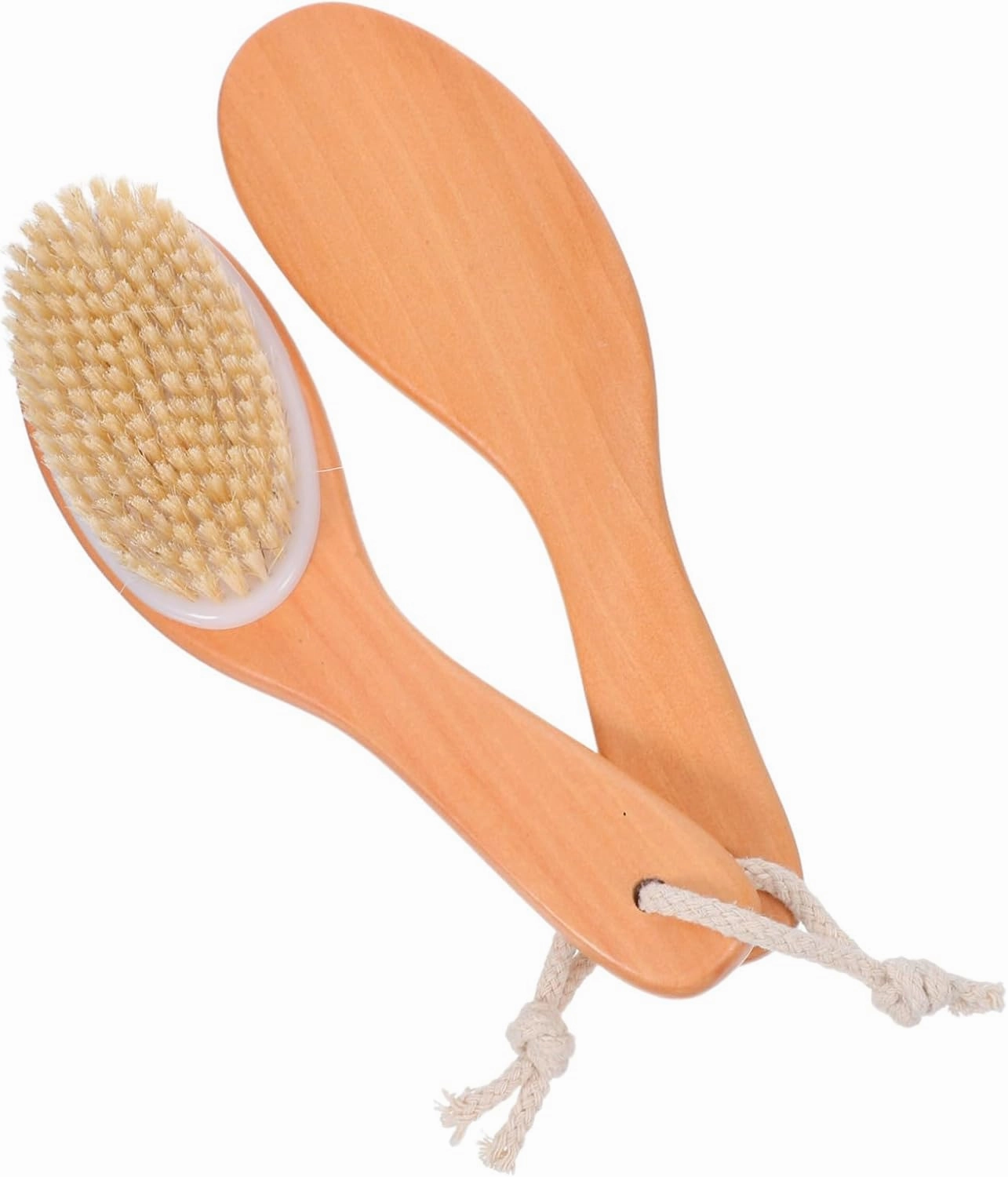 2pcs Ergonomic Wooden Handle Exfoliating Body Scrubber Soft Bristle Shower Brush for Efficient Cleaning Gentle Exfoliation and Quick Back Bathing and Women
